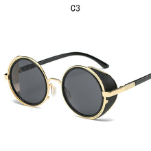 Carica l'immagine nel visualizzatore di Gallery, Steampunk Sunglasses Women Round Glasses Goggles Men Side Visor Circle Lens Unisex Vintage Retro Style Punk Oculos De Sol
