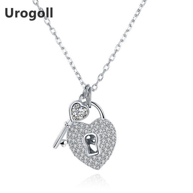 Gioielli in argento sterling Collane con ciondolo a forma di cuore e chiave in argento 925. Collane con girocolli e collane di gioielli Trenty per gioielli da donna 