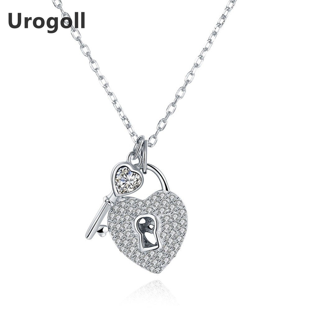Gioielli in argento sterling Collane con ciondolo a forma di cuore e chiave in argento 925. Collane con girocolli e collane di gioielli Trenty per gioielli da donna 