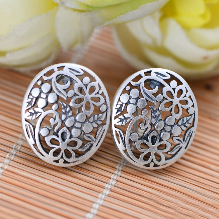 Sterling Silver Jewelry Personality Hollow Out The Plum Blossom Female Ear Clip