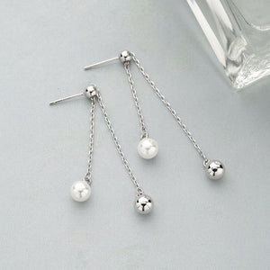 Sterling Silver Jewelry S925 Tremella Nail Elegant Aesthetic Temperament Shell Pearl Has Eardrop Adjustable A Undertakes