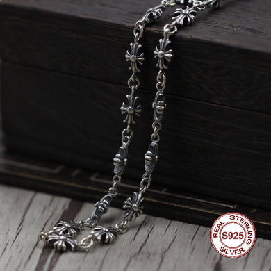 Collana in argento sterling Collana con croce semplice e semplice con personalità. Catena classica per maglione in stile coppia Invia un regalo all'amore 