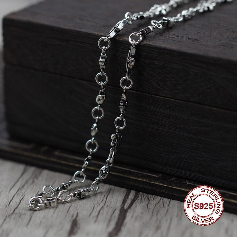 Collana in argento sterling Personalità semplice collana scheletro croce paragrafo selvaggio Catena di maglione stile coppia classica Invia regalo 