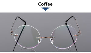 Steve Jobs Star Style Foldable Ultra-light Memory Titanium Rimless Round Myopia Eyeglasses Optical Glasses Frame Men Eyewear