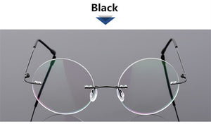 Steve Jobs Star Style Foldable Ultra-light Memory Titanium Rimless Round Myopia Eyeglasses Optical Glasses Frame Men Eyewear