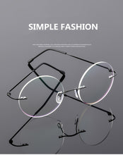 Load image into Gallery viewer, Steve Jobs Star Style Foldable Ultra-light Memory Titanium Rimless Round Myopia Eyeglasses Optical Glasses Frame Men Eyewear