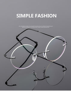Steve Jobs Star Style Foldable Ultra-light Memory Titanium Rimless Round Myopia Eyeglasses Optical Glasses Frame Men Eyewear