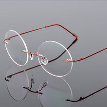 Load image into Gallery viewer, Steve Jobs Star Style Foldable Ultra-light Memory Titanium Rimless Round Myopia Eyeglasses Optical Glasses Frame Men Eyewear