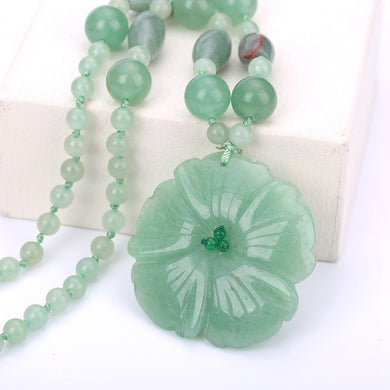 Collana in pietra naturale Arcobaleno Fiori semplici Collana in cristallo Ciondolo Donna Collana in giada verde smeraldo Cristallo onice regalo da 48 cm 