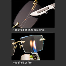 Load image into Gallery viewer, Stone Sunglasses Male Blue Crystal Glass Lens Sun Glasses for Men Acetate Frame Rimless Woman  Anti Scratch