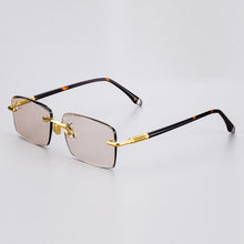 Load image into Gallery viewer, Stone Sunglasses Male Blue Crystal Glass Lens Sun Glasses for Men Acetate Frame Rimless Woman  Anti Scratch