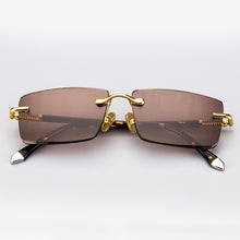 Load image into Gallery viewer, Stone Sunglasses Male Blue Crystal Glass Lens Sun Glasses for Men Acetate Frame Rimless Woman  Anti Scratch