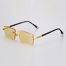 Load image into Gallery viewer, Stone Sunglasses Male Blue Crystal Glass Lens Sun Glasses for Men Acetate Frame Rimless Woman  Anti Scratch