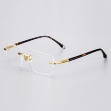 Load image into Gallery viewer, Stone Sunglasses Male Blue Crystal Glass Lens Sun Glasses for Men Acetate Frame Rimless Woman  Anti Scratch