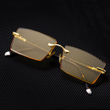 Load image into Gallery viewer, Stone Sunglasses Male Blue Crystal Glass Lens Sun Glasses for Men Acetate Frame Rimless Woman  Anti Scratch