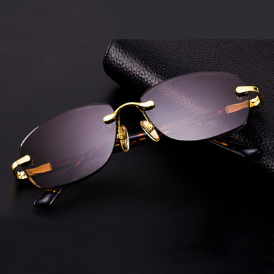 Stone Sunglasses Man Glass Sun Glasses Natural Crystal Rimless Woman Vintage Acetate Frame UV400  Oval Anti Scratch