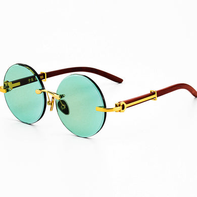 Stone Sunglasses Man Green Crystal Sun Glasses Woman Rimless Round Glass Eyeglasses Vintage   Anti Scratch