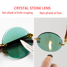 Load image into Gallery viewer, Stone Sunglasses Man Green Crystal Sun Glasses Woman Rimless Round Glass Eyeglasses Vintage   Anti Scratch