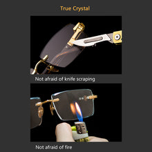 Load image into Gallery viewer, Stone Sunglasses Man Rimless Crystal Glass Sun Glasses Woman Vintage UV400  Acetate Frame Anti Scratch