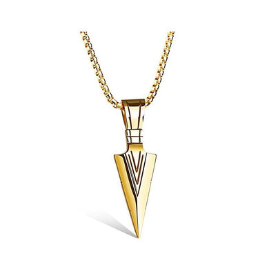 Striking Men's Vintage Spearhead Arrowhead Pendant Necklace for Men Surf Bike Chocker Stainless Steel Jewelry
