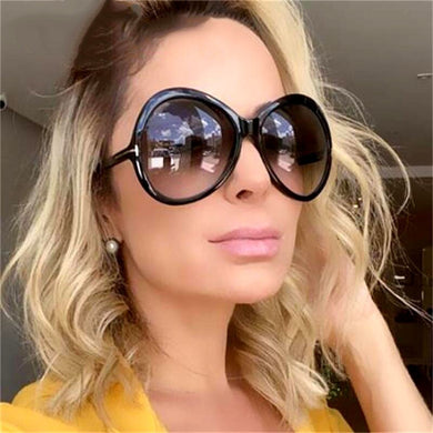 Stripe Oversized Oval Sunglasses For Women Famous Designer Gradient Round Sun Glasses Women Shades Unique Eyewear T Word
