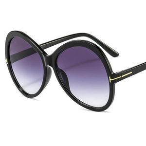 Stripe Oversized Oval Sunglasses For Women Famous Designer Gradient Round Sun Glasses Women Shades Unique Eyewear T Word