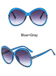 Stripe Oversized Oval Sunglasses For Women Famous Designer Gradient Round Sun Glasses Women Shades Unique Eyewear T Word