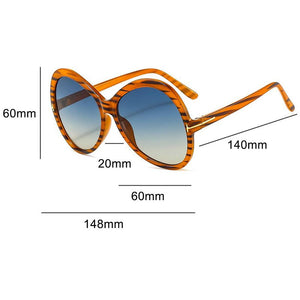 Stripe Oversized Oval Sunglasses For Women Famous Designer Gradient Round Sun Glasses Women Shades Unique Eyewear T Word