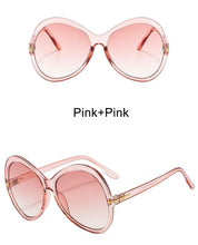 Load image into Gallery viewer, Stripe Oversized Oval Sunglasses For Women Famous Designer Gradient Round Sun Glasses Women Shades Unique Eyewear T Word