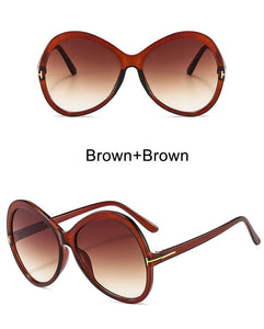 Stripe Oversized Oval Sunglasses For Women Famous Designer Gradient Round Sun Glasses Women Shades Unique Eyewear T Word