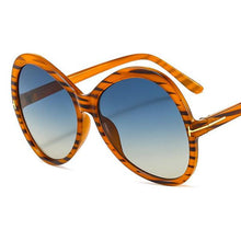 Load image into Gallery viewer, Stripe Oversized Oval Sunglasses For Women Famous Designer Gradient Round Sun Glasses Women Shades Unique Eyewear T Word