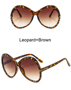 Stripe Oversized Oval Sunglasses For Women Famous Designer Gradient Round Sun Glasses Women Shades Unique Eyewear T Word