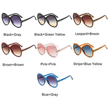 Load image into Gallery viewer, Stripe Oversized Oval Sunglasses For Women Famous Designer Gradient Round Sun Glasses Women Shades Unique Eyewear T Word