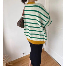 Load image into Gallery viewer, Striped Sweater Women Casual Loose Pullover O-neck All-match Knitted Top Jumper Fall Long Sleeve Chic Knit Sweaters
