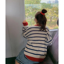 Load image into Gallery viewer, Striped Sweater Women Casual Loose Pullover O-neck All-match Knitted Top Jumper Fall Long Sleeve Chic Knit Sweaters