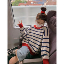 Load image into Gallery viewer, Striped Sweater Women Casual Loose Pullover O-neck All-match Knitted Top Jumper Fall Long Sleeve Chic Knit Sweaters