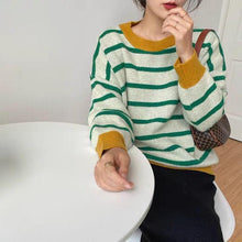 Load image into Gallery viewer, Striped Sweater Women Casual Loose Pullover O-neck All-match Knitted Top Jumper Fall Long Sleeve Chic Knit Sweaters