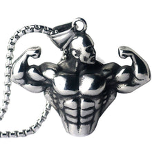 Load image into Gallery viewer, Strong Pendant Necklaces Long Stainless Steel Chain Muscle Men Sports Fitness Hop Bodybuilding Jewelry For Male Graduation