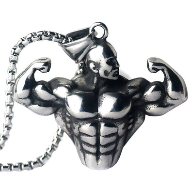 Strong Pendant Necklaces Long Stainless Steel Chain Muscle Men Sports Fitness Hop Bodybuilding Jewelry For Male Graduation