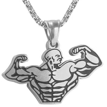 Load image into Gallery viewer, Strong Pendant Necklaces Long Stainless Steel Chain Muscle Men Sports Fitness Hop Bodybuilding Jewelry For Male Graduation