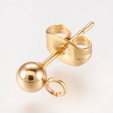 Stud Earrings For Jewelry Making 304 Stainless Steel Earrings Stud Components Golden 7x4mm Hole: 2mm pin 0.7mm 50pcs