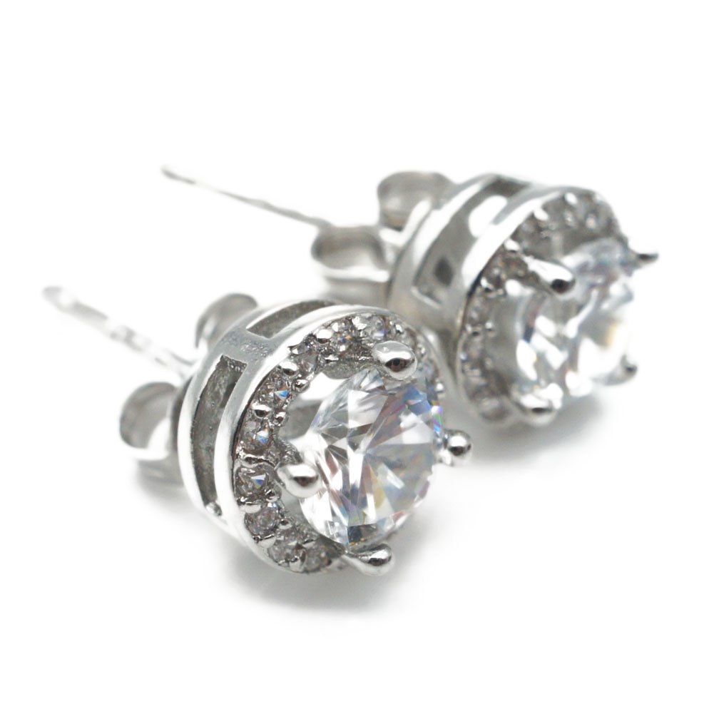 Stud Earrings for women White Gold Color CZ Jewelry AAA zircon Round boucle d'oreille Wedding brincos