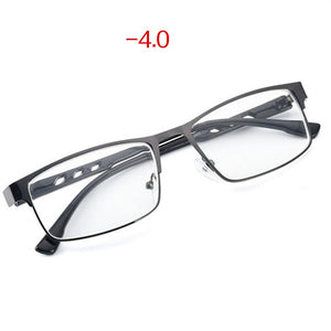 Students-1.0 -1.5 -2 -2.5 -3 -3.5 to -6.0 Square Finished Myopia Glasses Women Men Metal Frame Short Sight Eyewear for Unisex