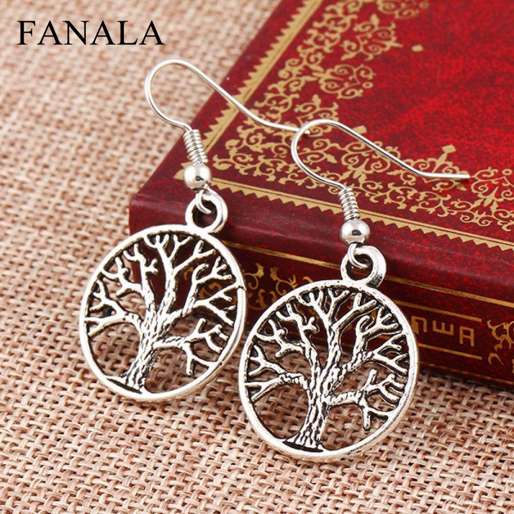 Style Tree Fashion Vintage Round Geometry Dangle Earrings Pendants jewelry drop New Plant Pattern E0421 Earrings