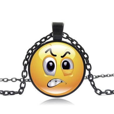 Stylish Emoji Face Necklace Pendant for Men Women Black