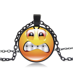 Stylish Emoji Face Necklace Pendant for Men Women Black