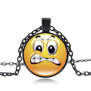 Stylish Emoji Face Necklace Pendant for Men Women Black