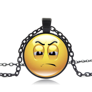 Stylish Emoji Face Necklace Pendant for Men Women Black