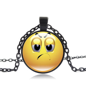 Stylish Emoji Face Necklace Pendant for Men Women Black