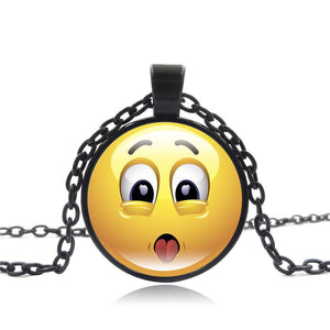 Stylish Emoji Face Necklace Pendant for Men Women Black